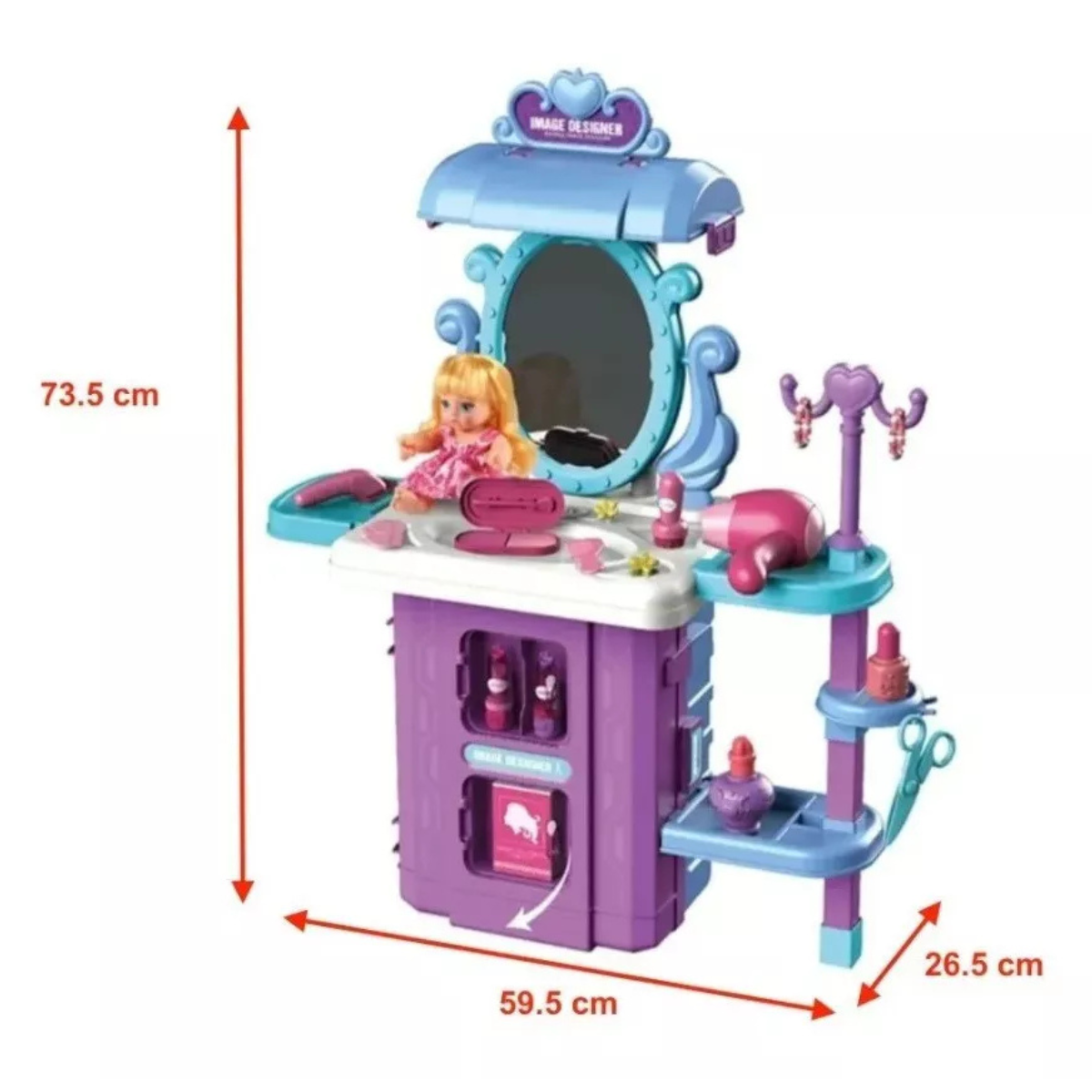 Juguete Maleta 2 en 1: Mesa Maquilladora morado/azul