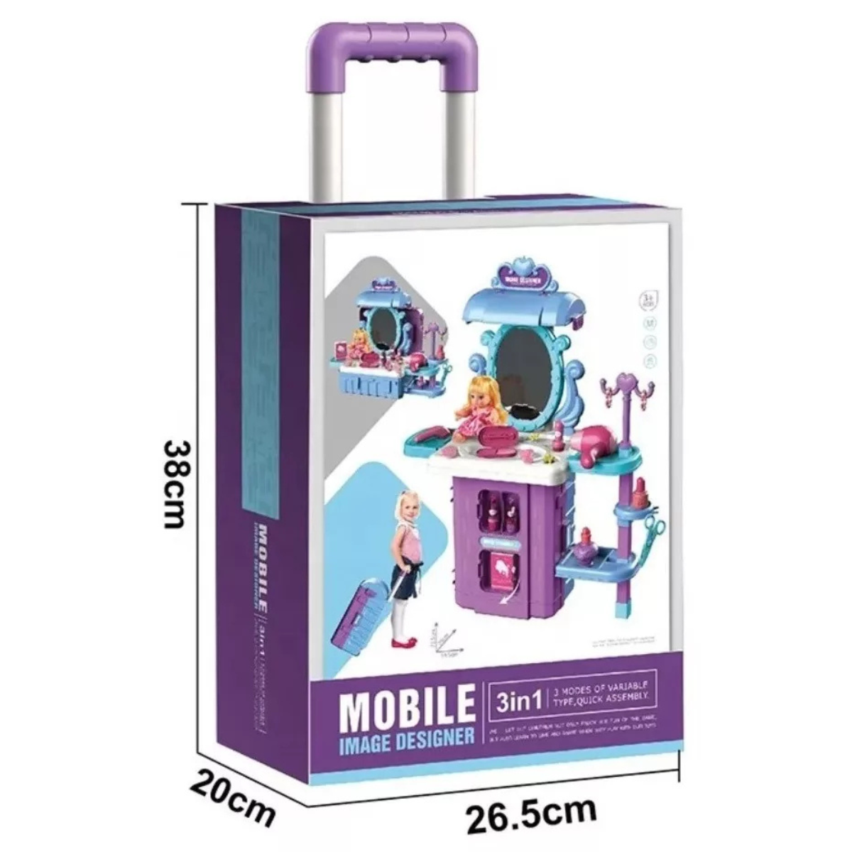 Juguete Maleta 2 en 1: Mesa Maquilladora morado/azul