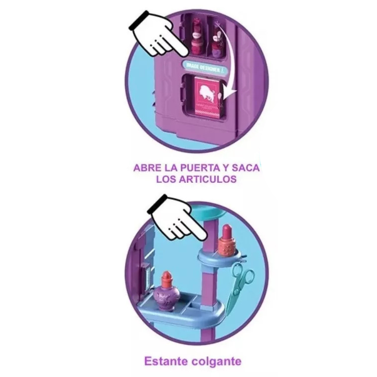 Juguete Maleta 2 en 1: Mesa Maquilladora morado/azul