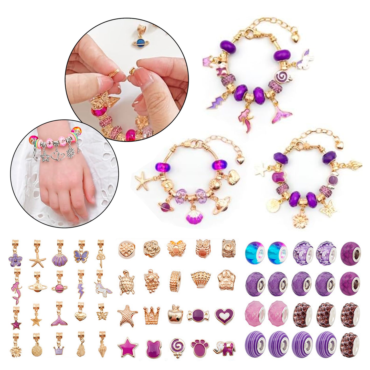 Juego De Charms Para Hacer Pulseras 63 piezas