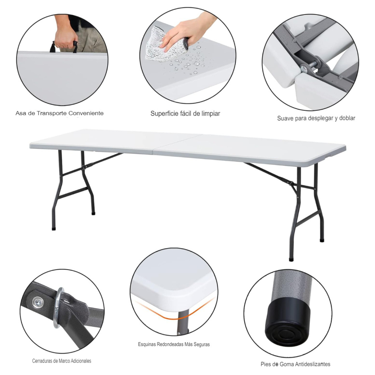 Mesa Movil Plegable Plastico Resistente
