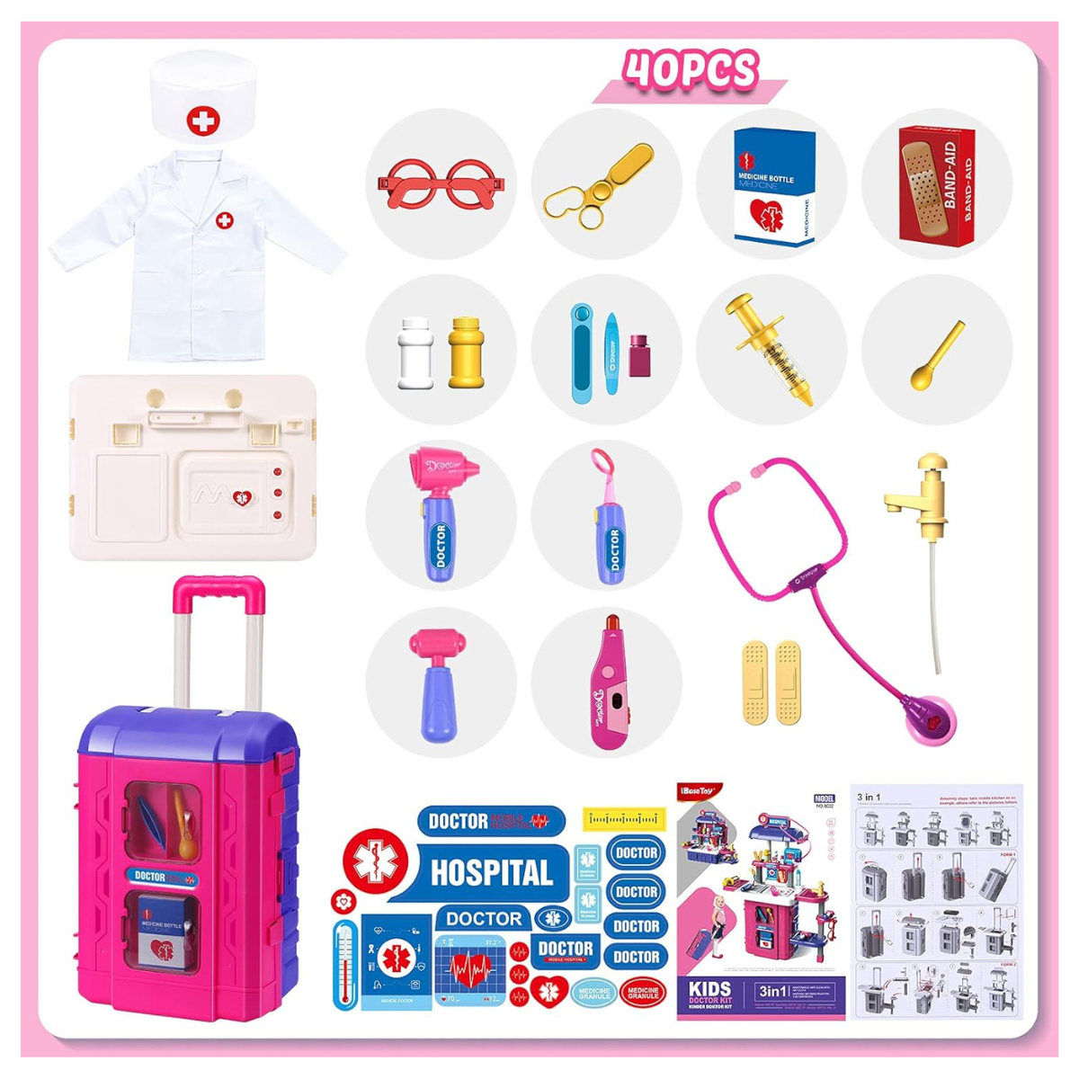 Juguete maleta hospital/enfermeria rosa