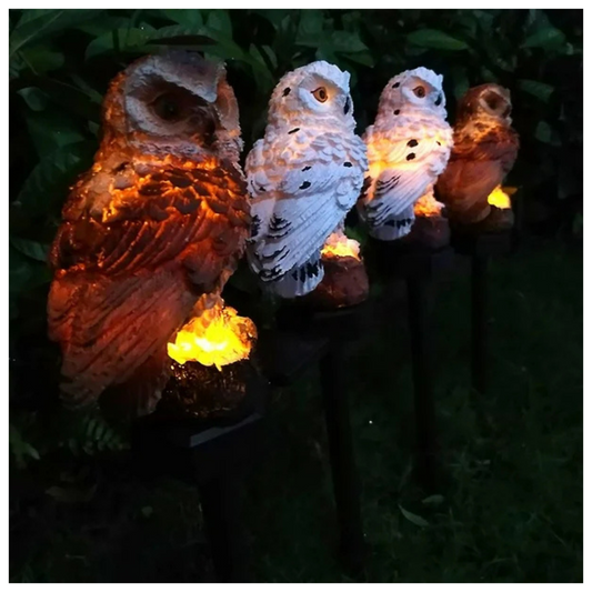 Luz solar con forma búho lechuza para jardín