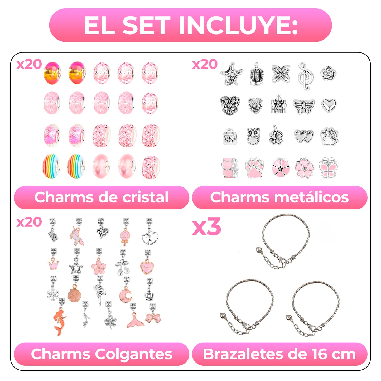 Juego De Charms Para Hacer Pulseras 63 piezas