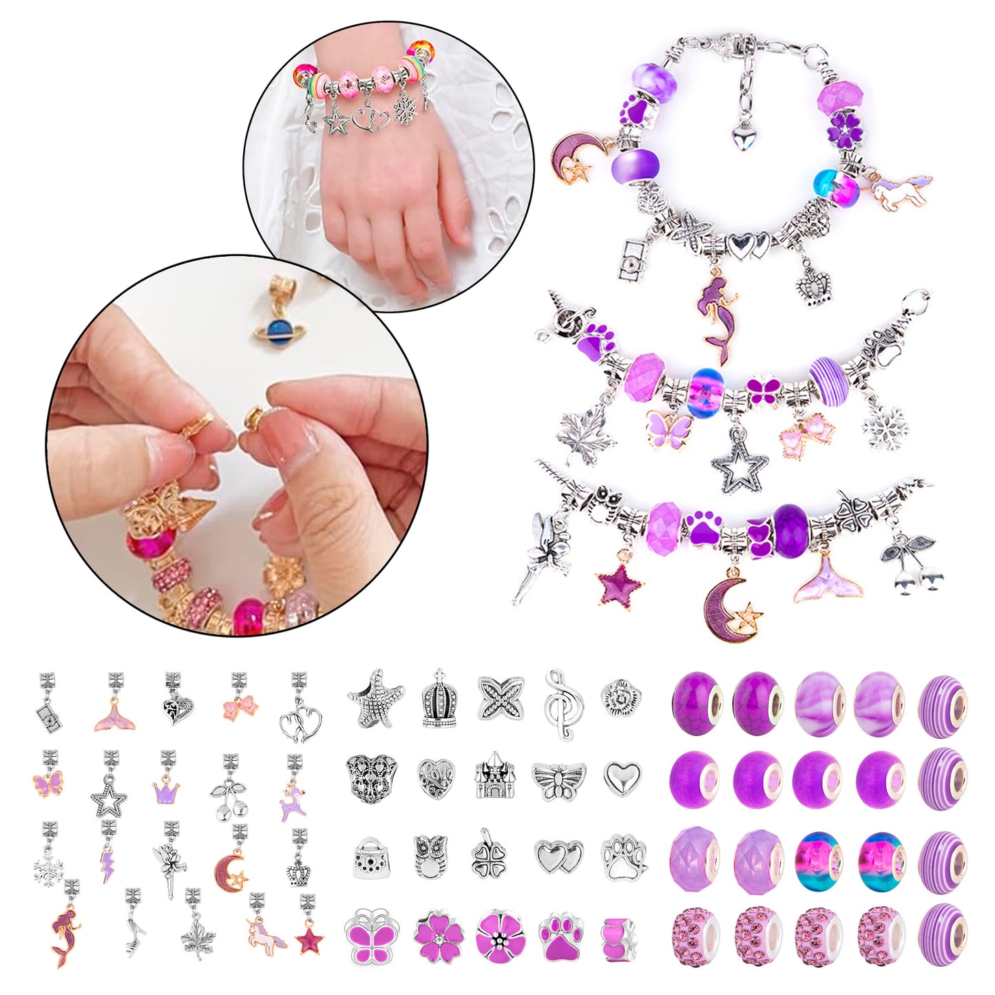 Juego De Charms Para Hacer Pulseras 63 piezas