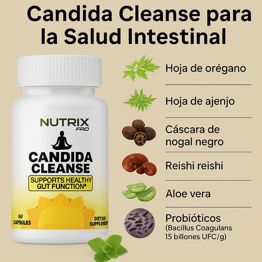 Candida Cleanse 50 Cap - Detox intestinal Natural y salud Digestiva.