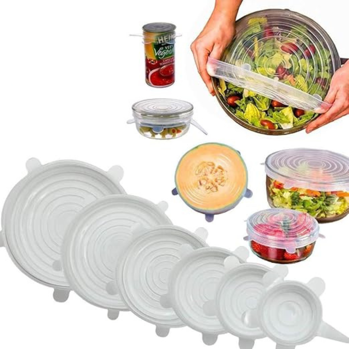Juego De 6 Tapas Elasticas De Silicona