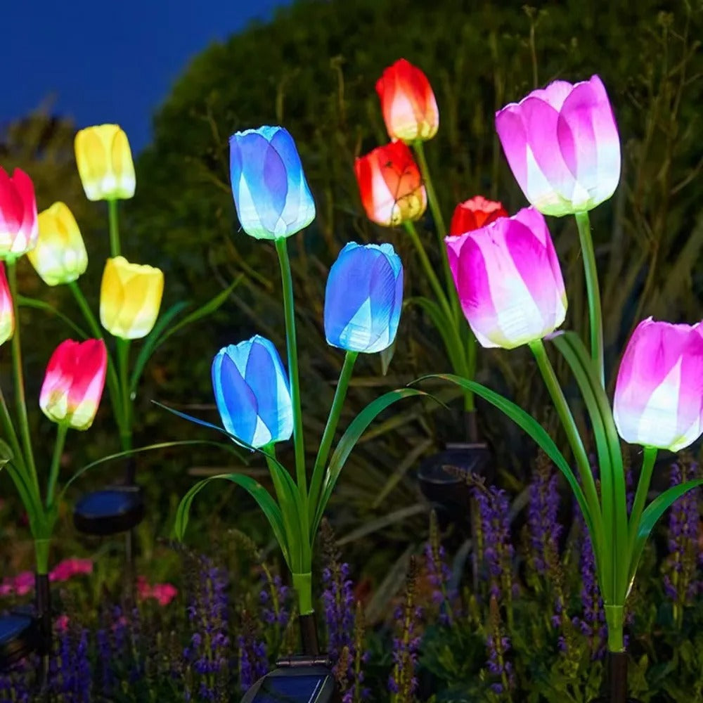 Flor De Luces Solar Diseño De Tulipan