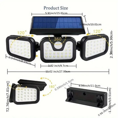Triple Lampara Ancha Led Solar