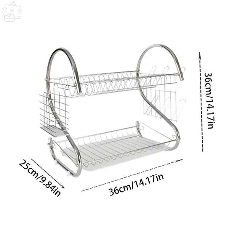 Secador De Platos De 2 Niveles De Acero